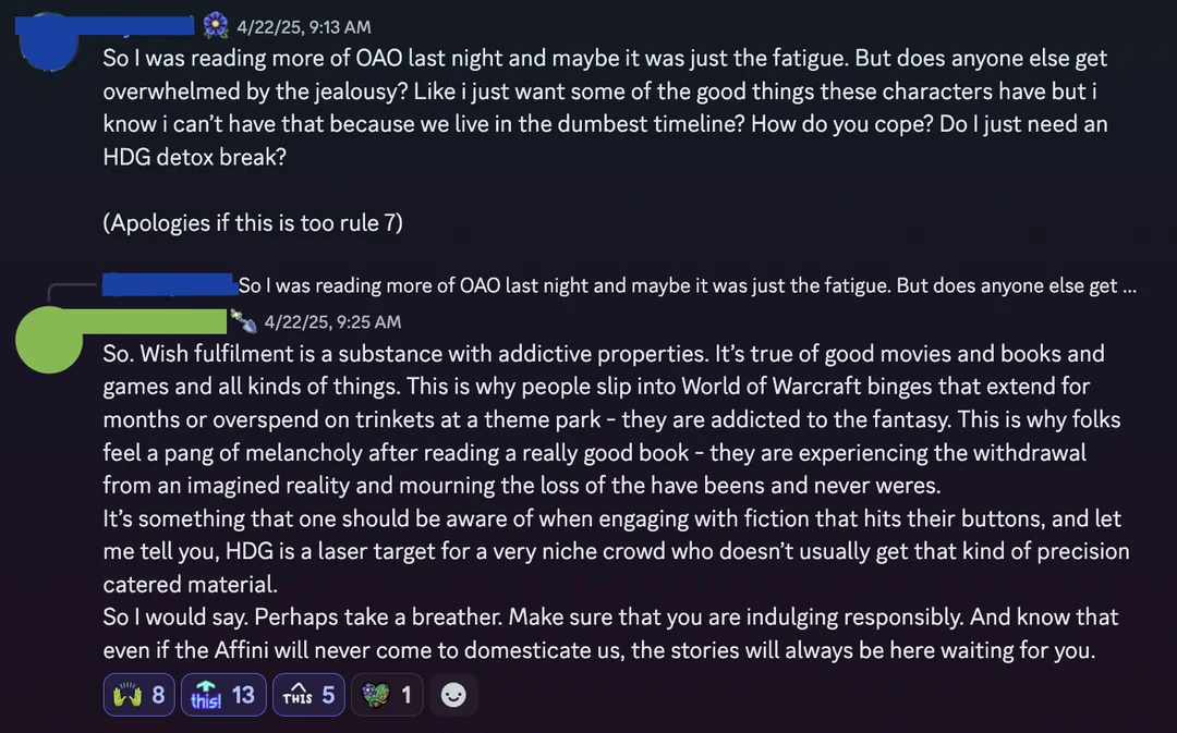 A discord message